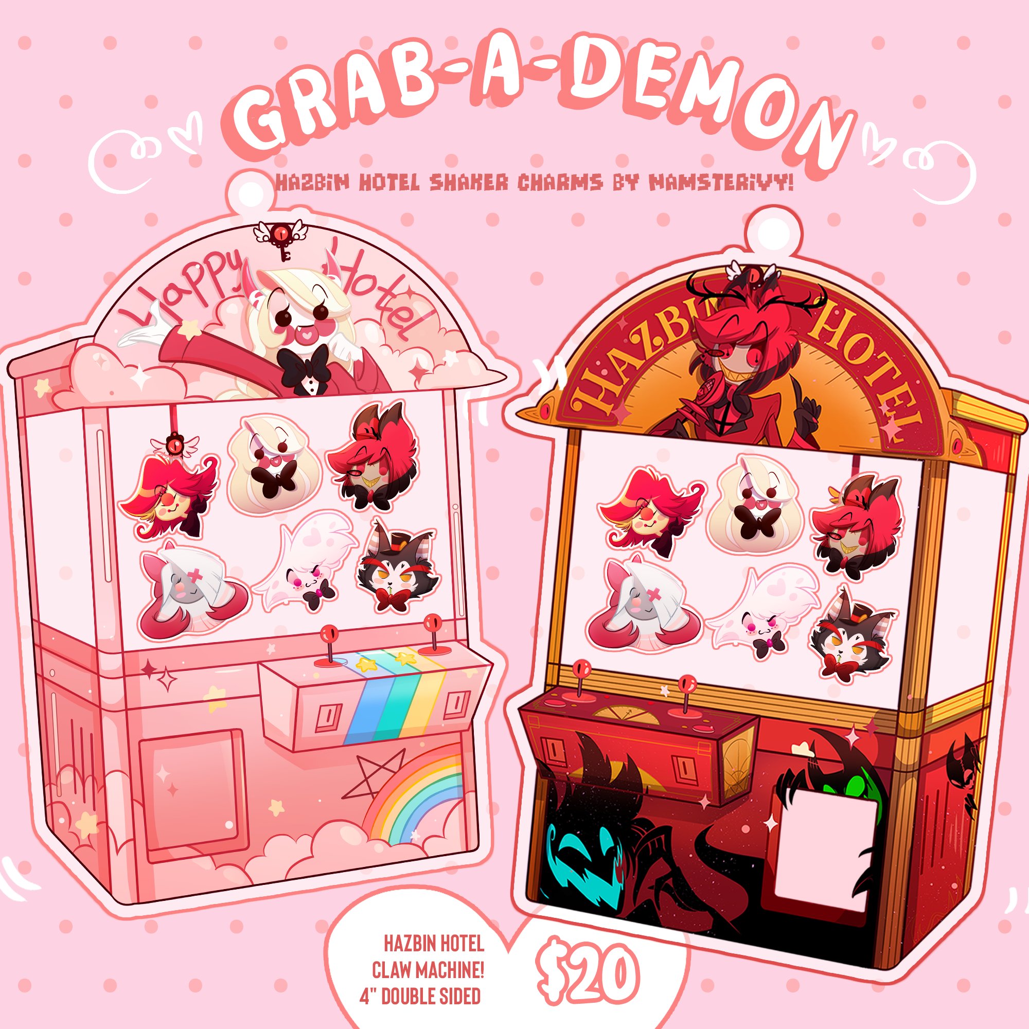 Lower Grade Grab-a-demon shaker keychain- A Hazbin Hotel fanmade